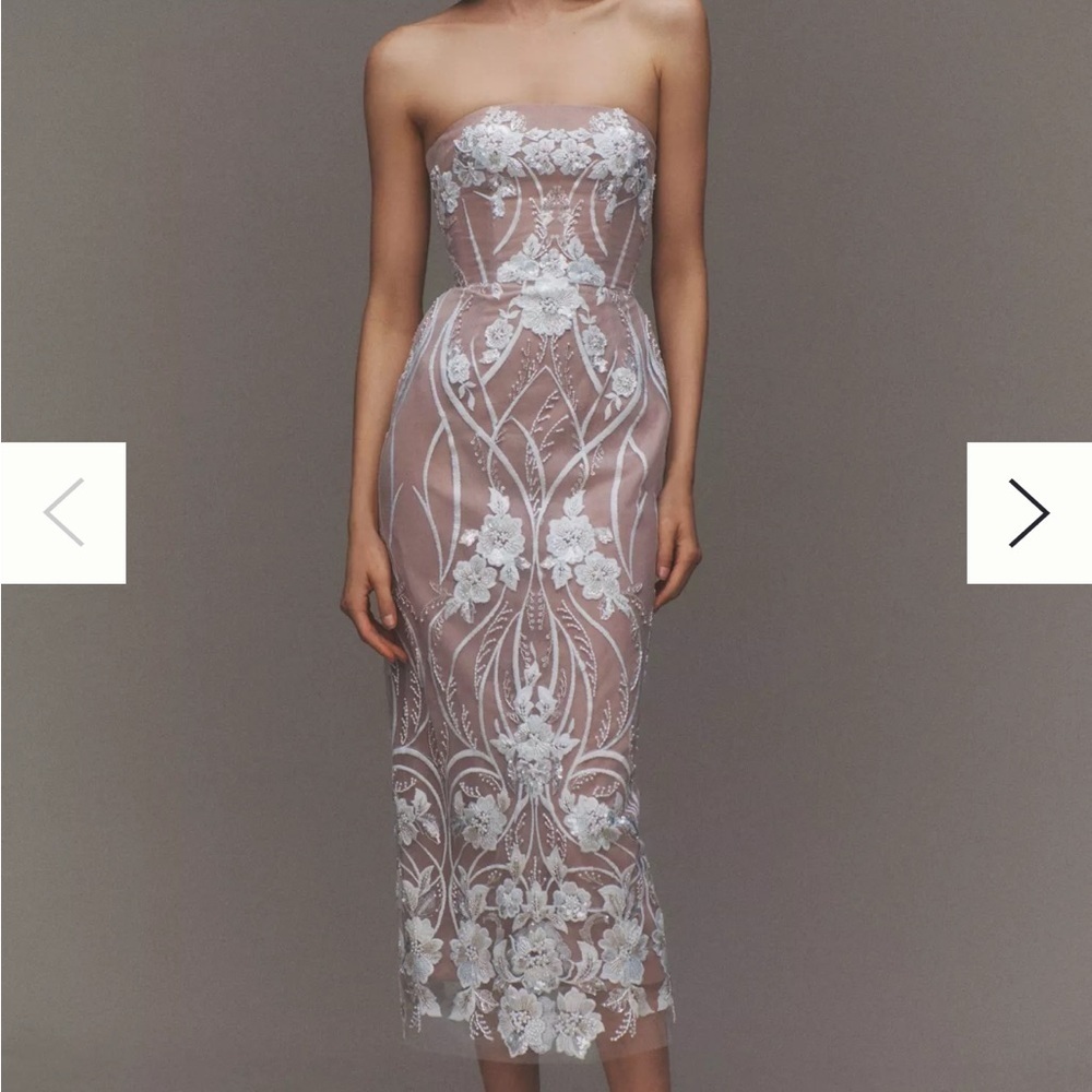 NWT Helsi Catherine Sequin Lace Strapless Bridal Dress XS